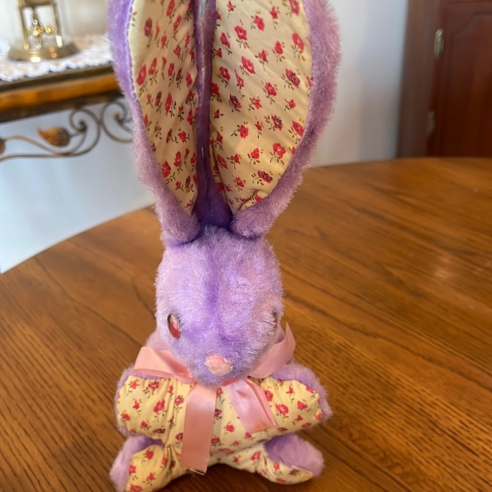 Purple plush bunny, 10.50”T, lovingly cared for